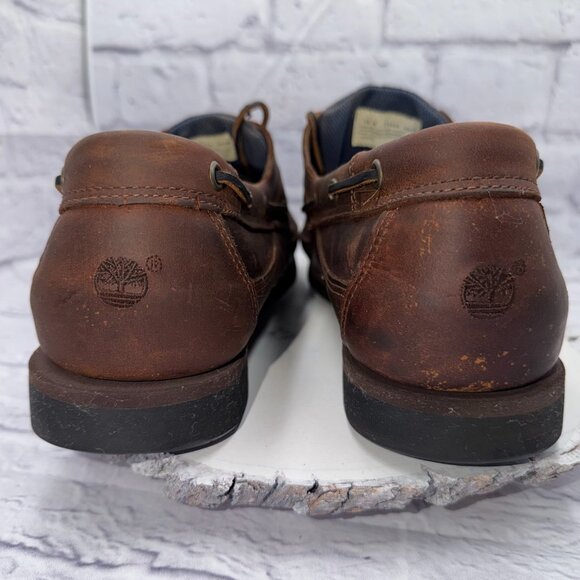 Timberland Mens Size 13W Brown Leather Loafer Boat Shoe 71024 Slip On Casual - Picture 6 of 13